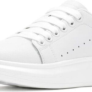 Women's Sneakers Faux Leather 8 White Black Height Increase Vibration Shoes